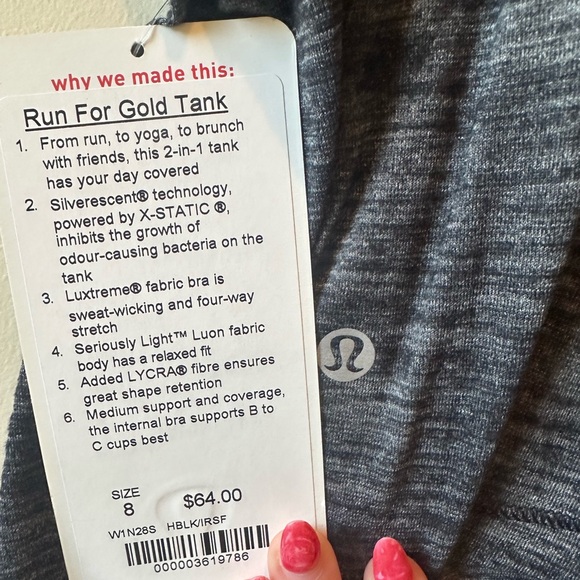 Lululemon NWT Dark Gray Tank Top w/ Built-in Purple Bra - Picture 5 of 6